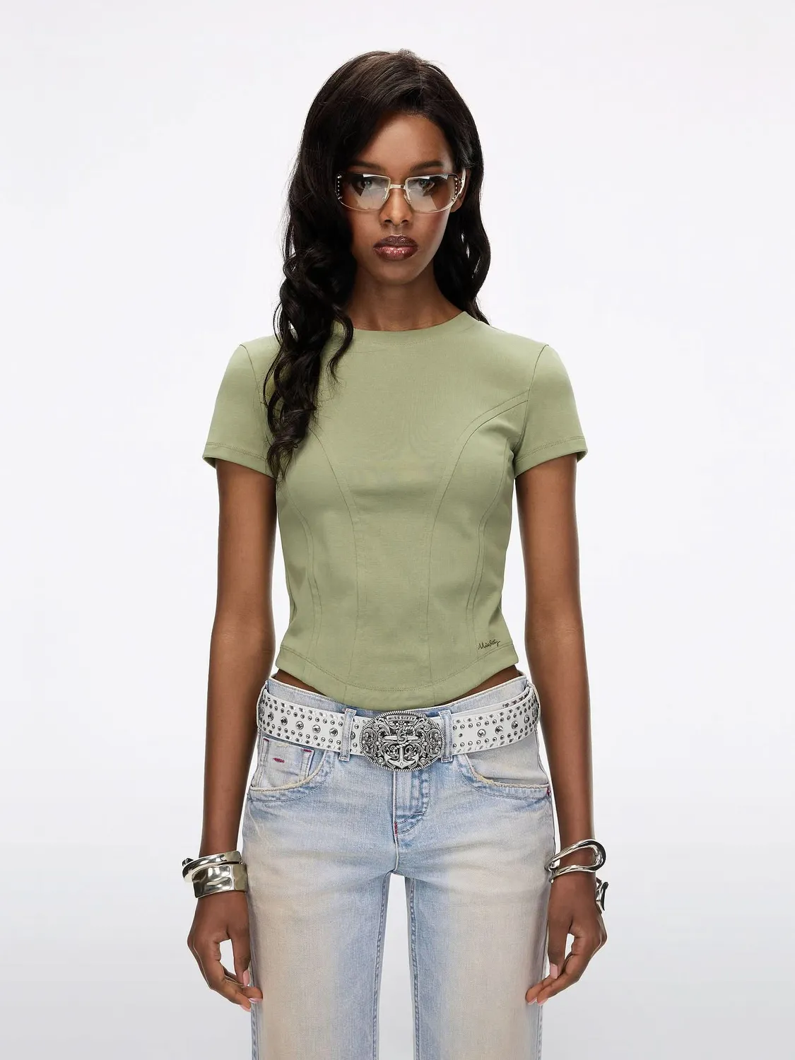 Miss Sixty logo t-shirt grå slim rib