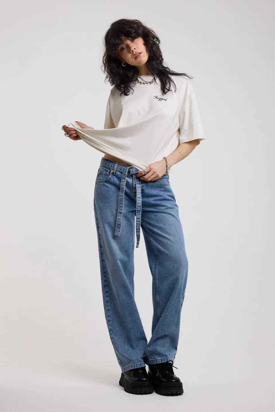 The Ragged Priest Chore Low Rise boyfriend jeans str. 28 blå