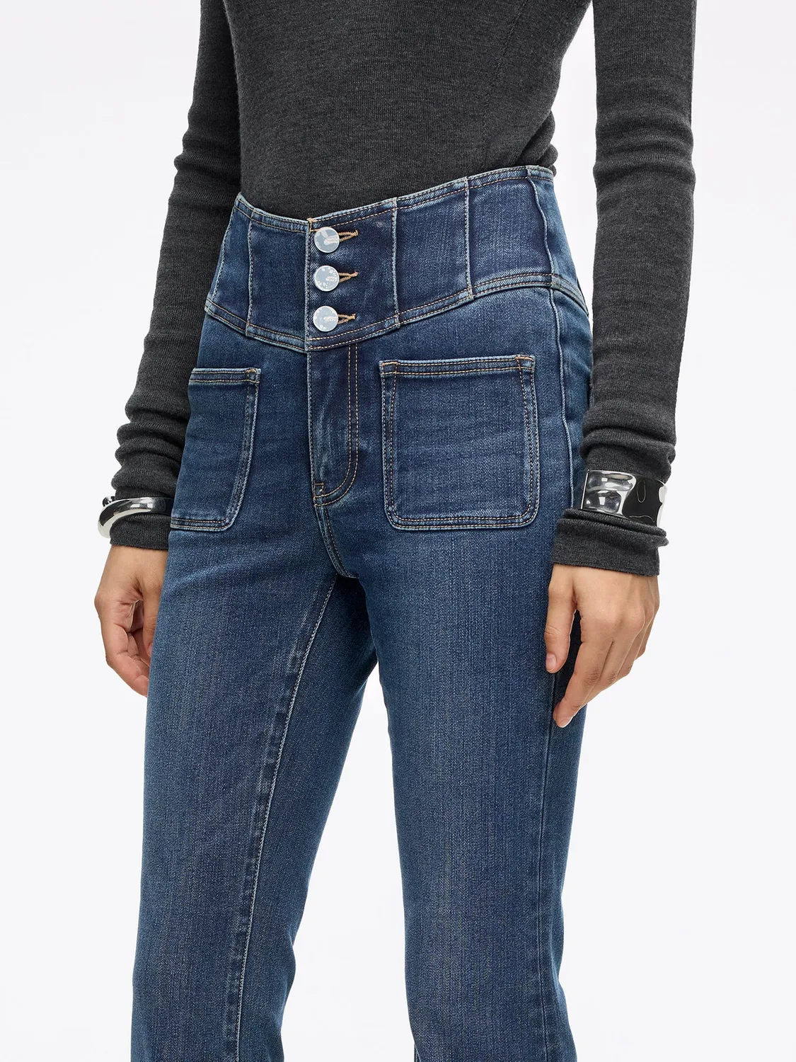Miss Sixty Glenda Plus 5 flare jeans dark blue høj talje