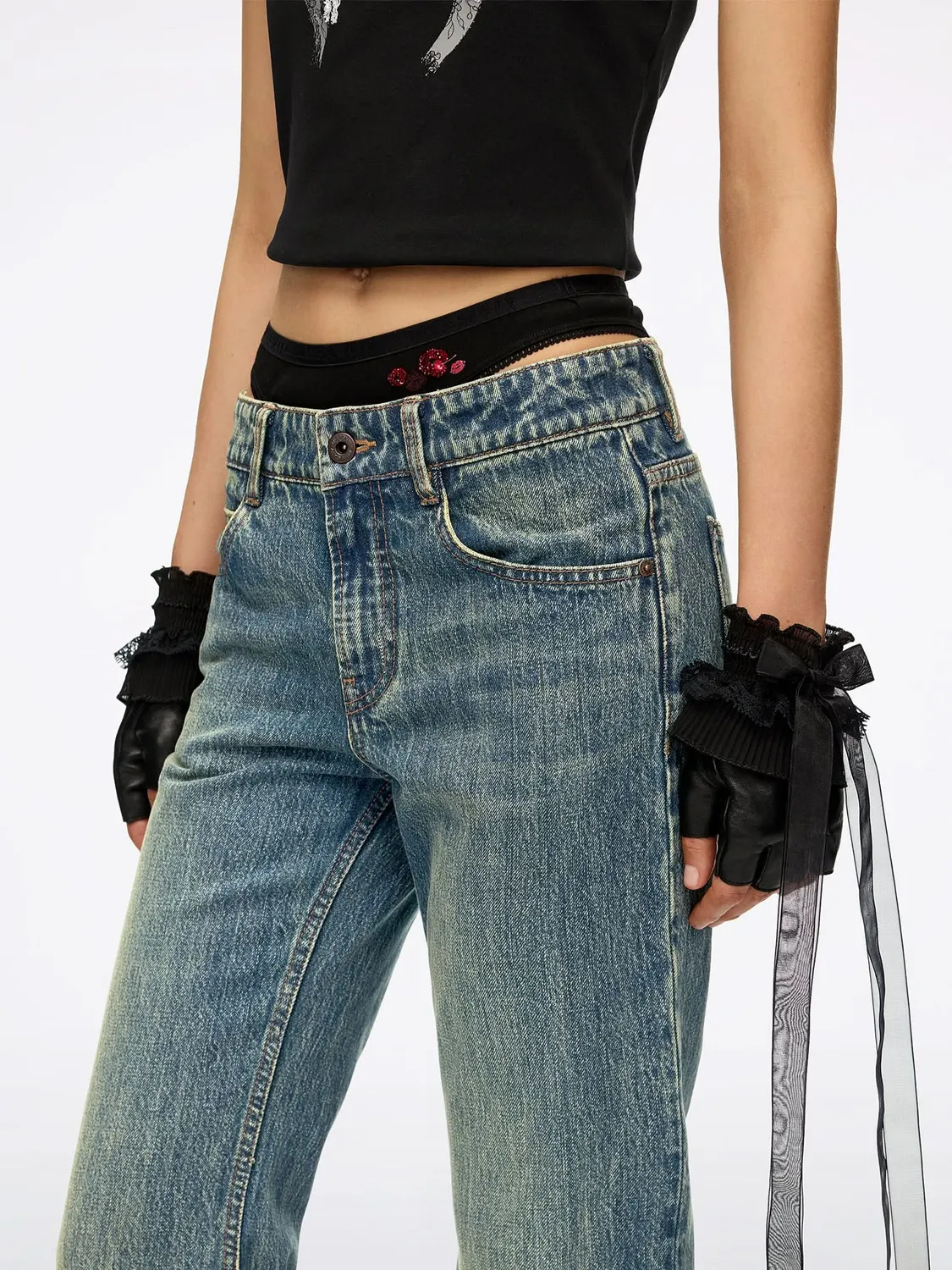 Miss Sixty Flare jeans middle blue lav talje