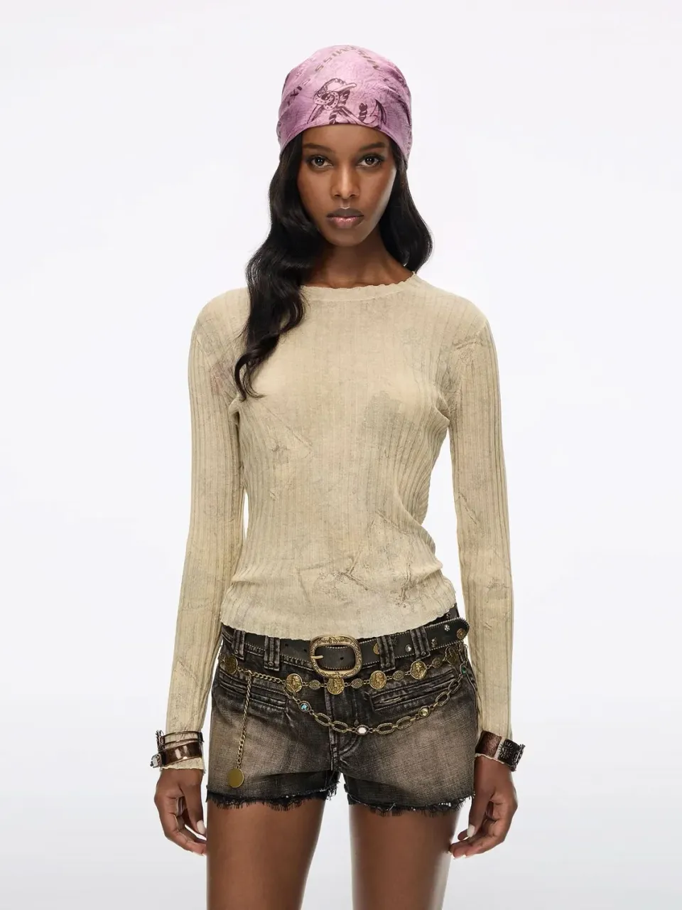 Miss Sixty 6M3RJ0320AA27 strikbluse khaki cropped bomuld