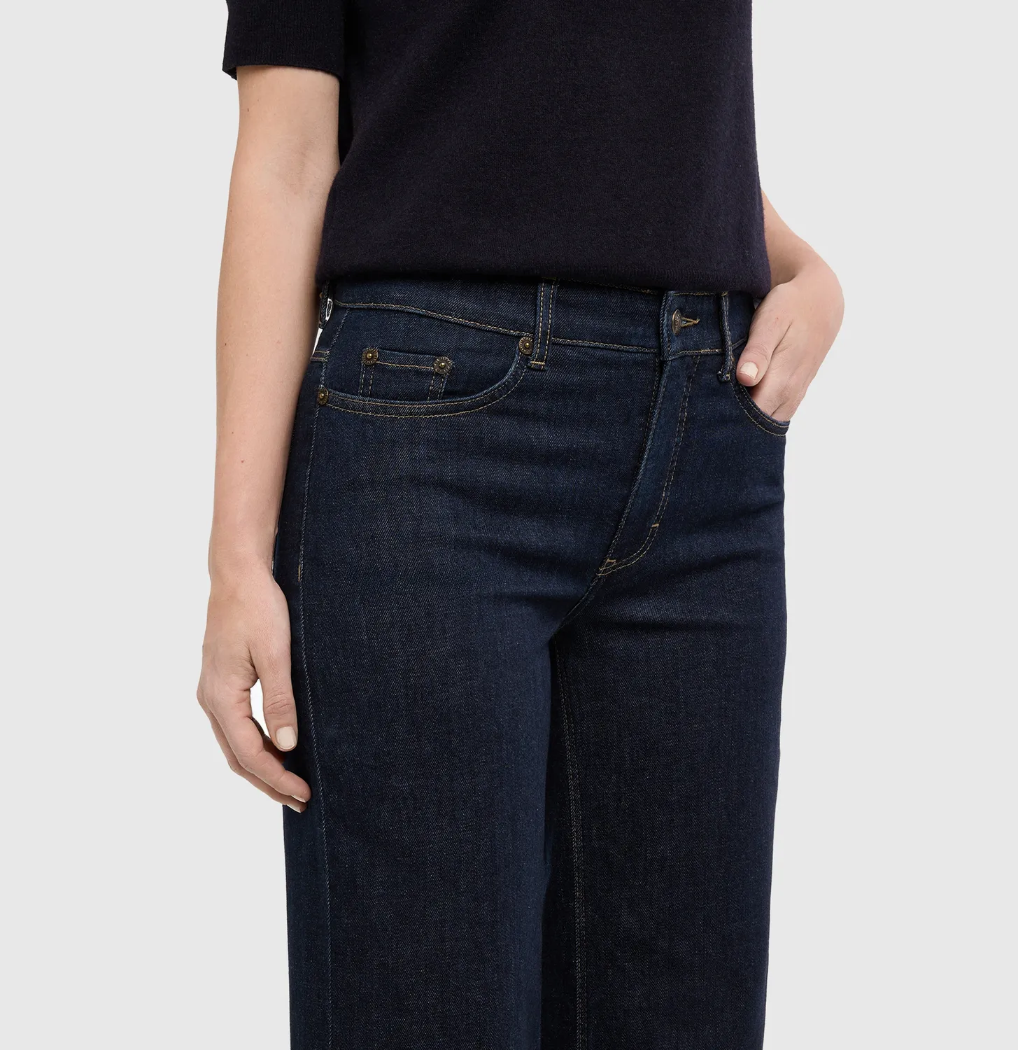MAC Wide Flare jeans mørkeblå vintage stretch