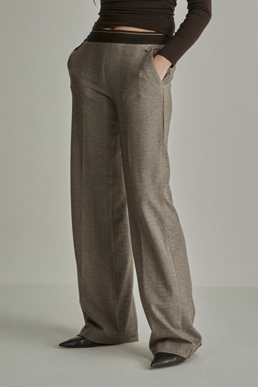 Para Mi Mira Elastic bukser Zigzag Brown wide strik