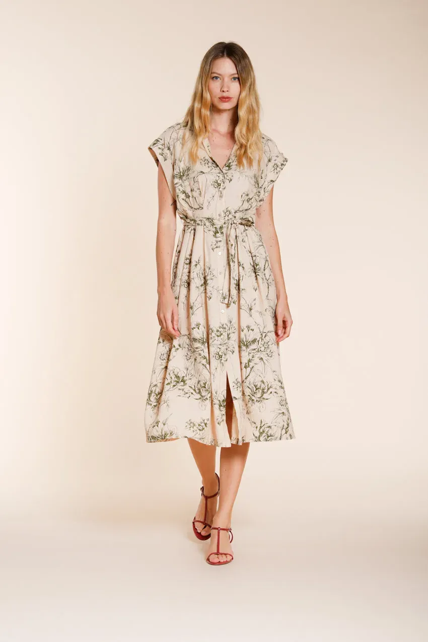 Mason's Yoko kjole beige blomstret hør