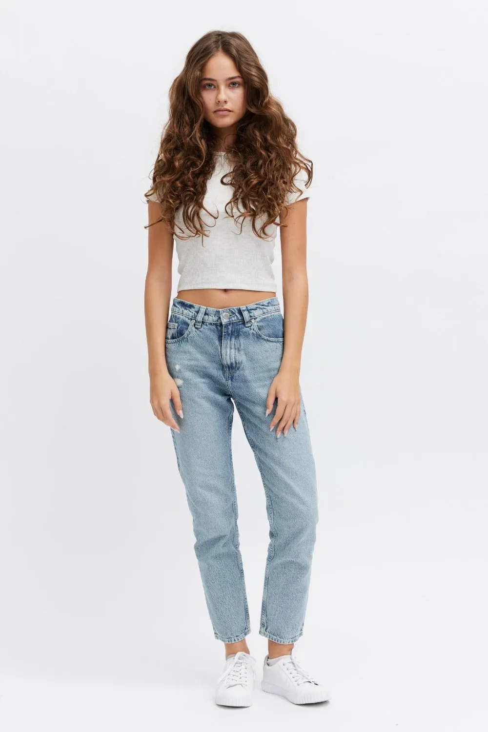Organsk Aqua Shorty jeans Ocean Breeze høj talje