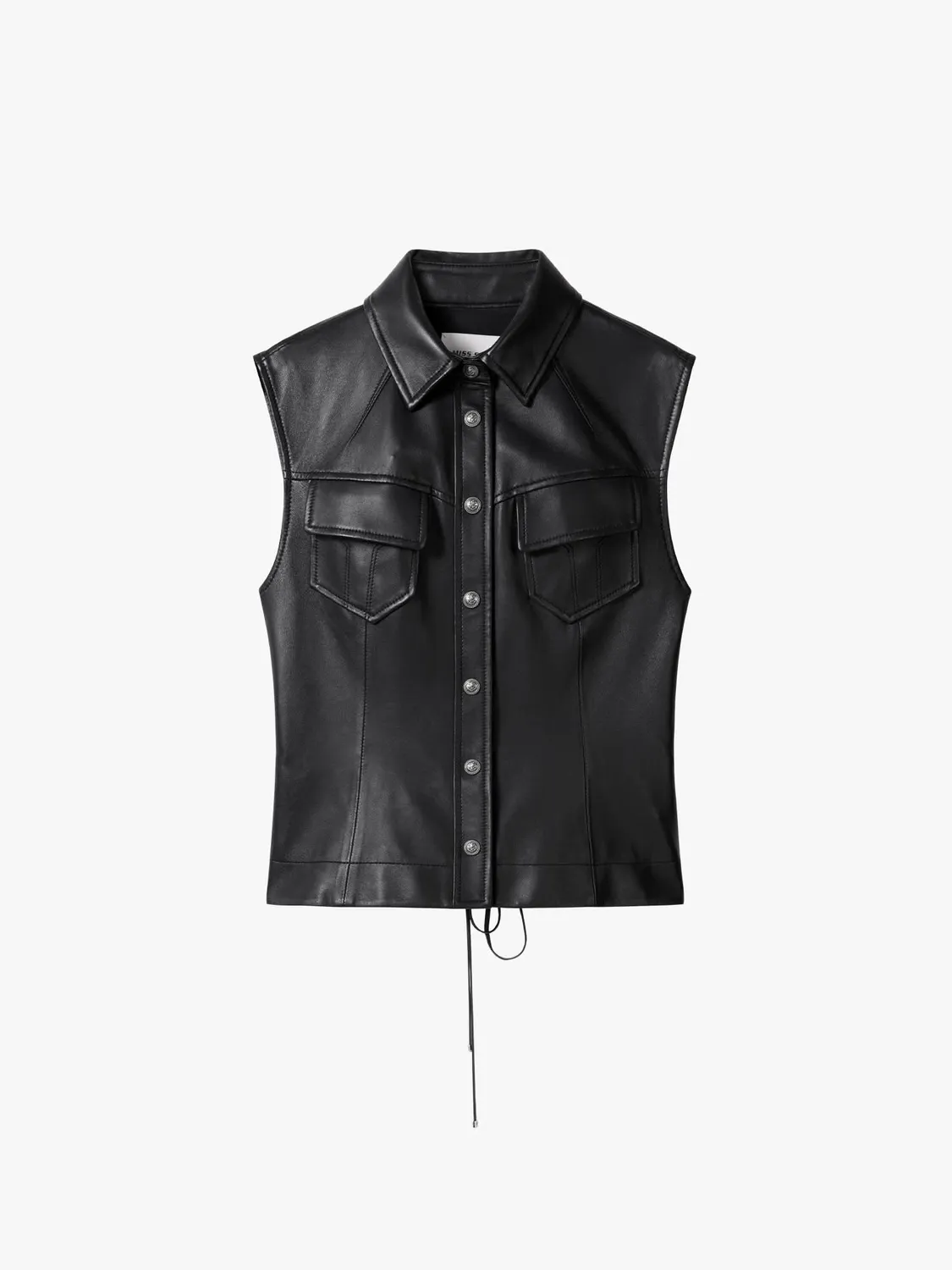 Miss Sixty Lace-Up vest sort lammeskind cropped
