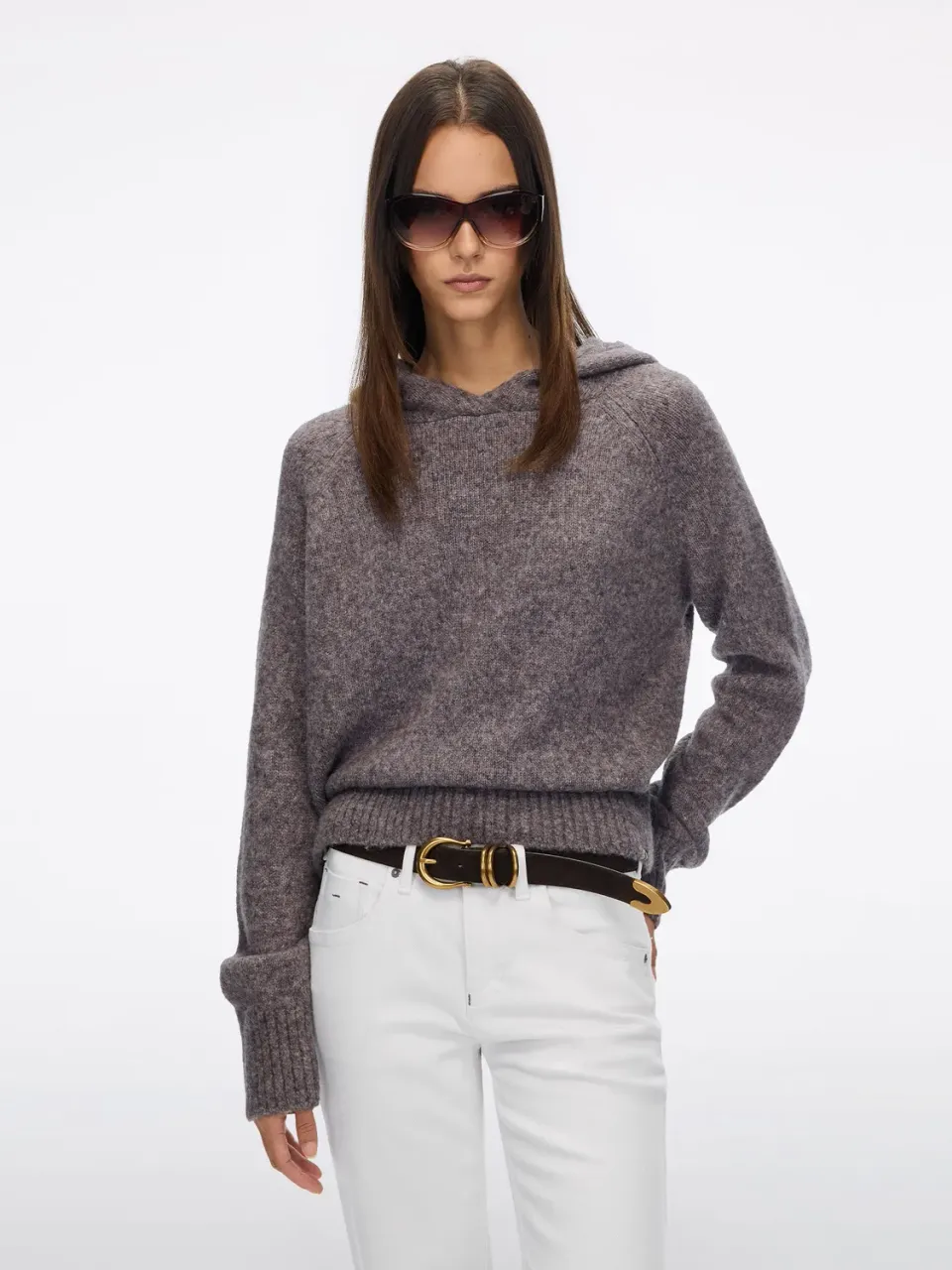 Miss Sixty Hooded Wool Knit Sweater strik grå alpakablanding