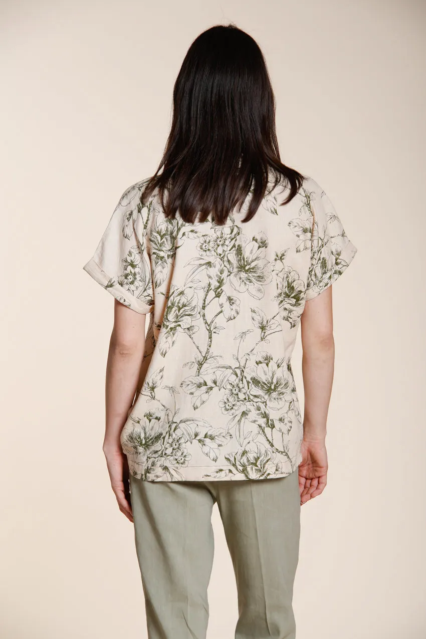 Mason's Livia skjorte beige blomstret hørblanding