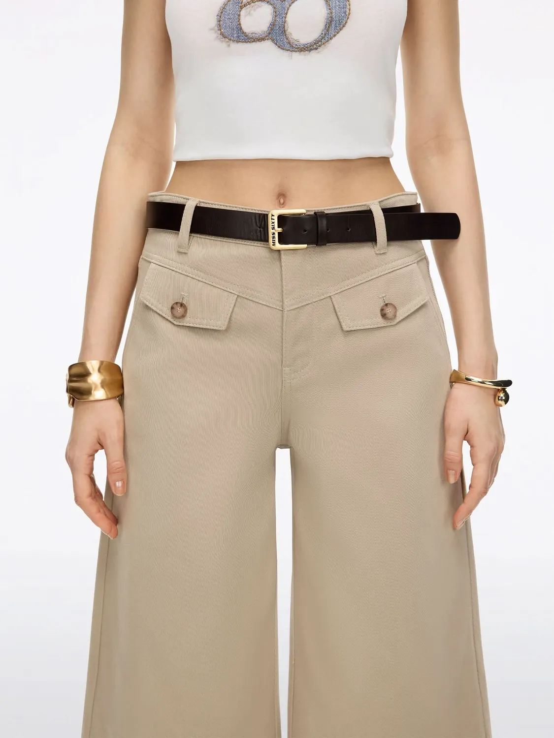 Miss Sixty bermudashorts lyse khaki bælte