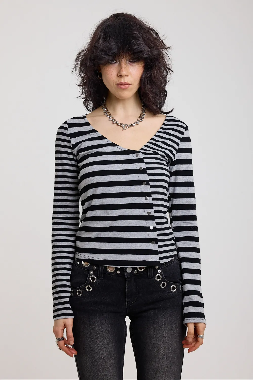 The Ragged Priest Tally Mixed Stripe top str. 10 sort