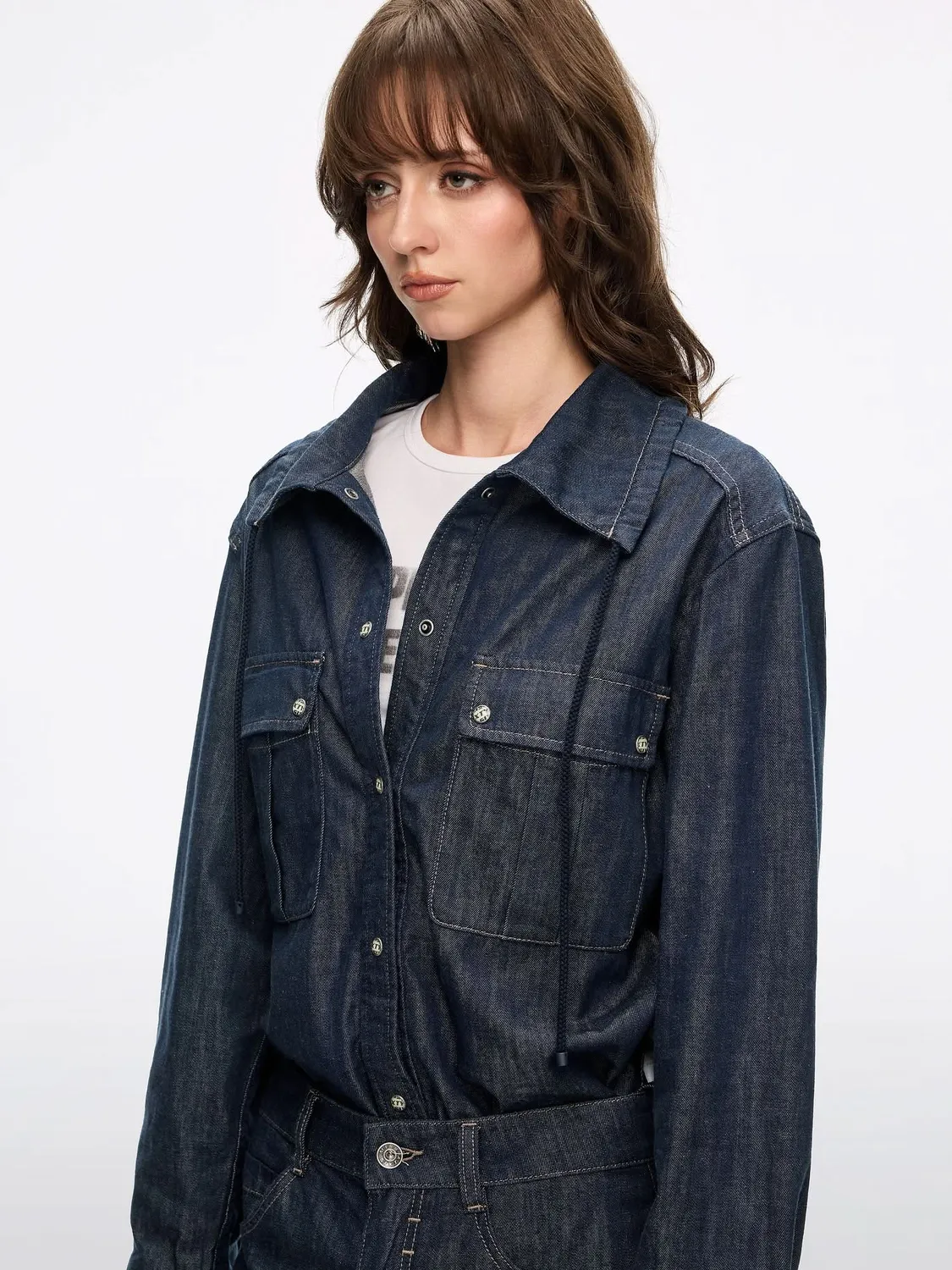 Miss Sixty Denim Cargo Jumpsuit jeansdragt mørkeblå bomuld