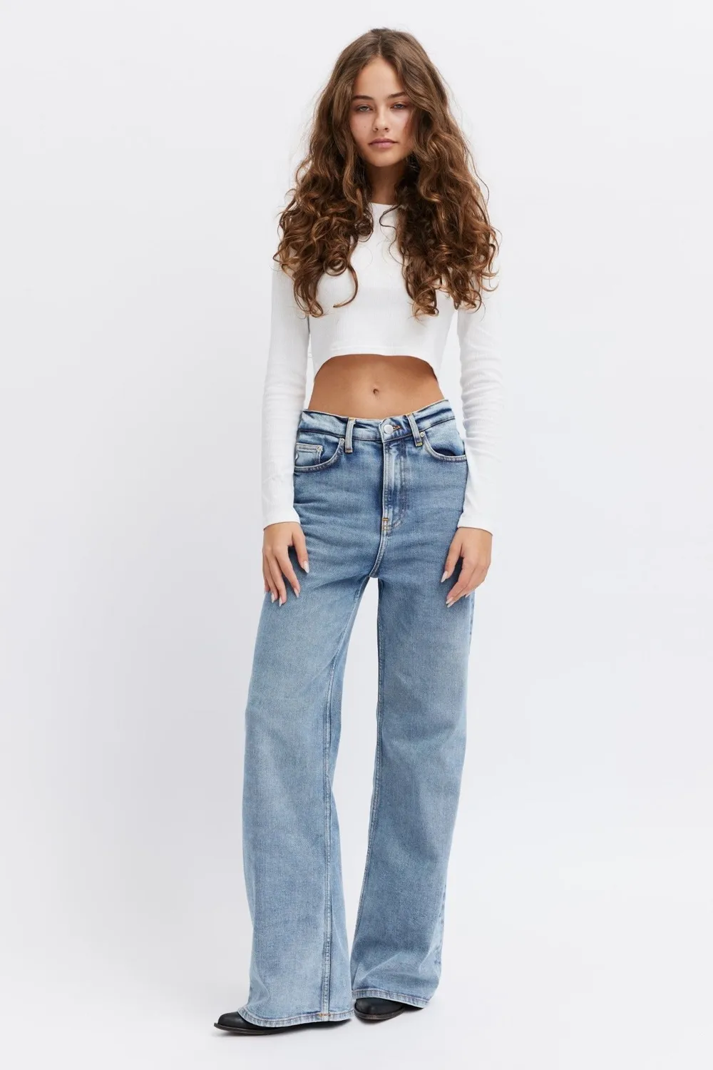 Organsk Wave Bracing Wind jeans blå loose fit