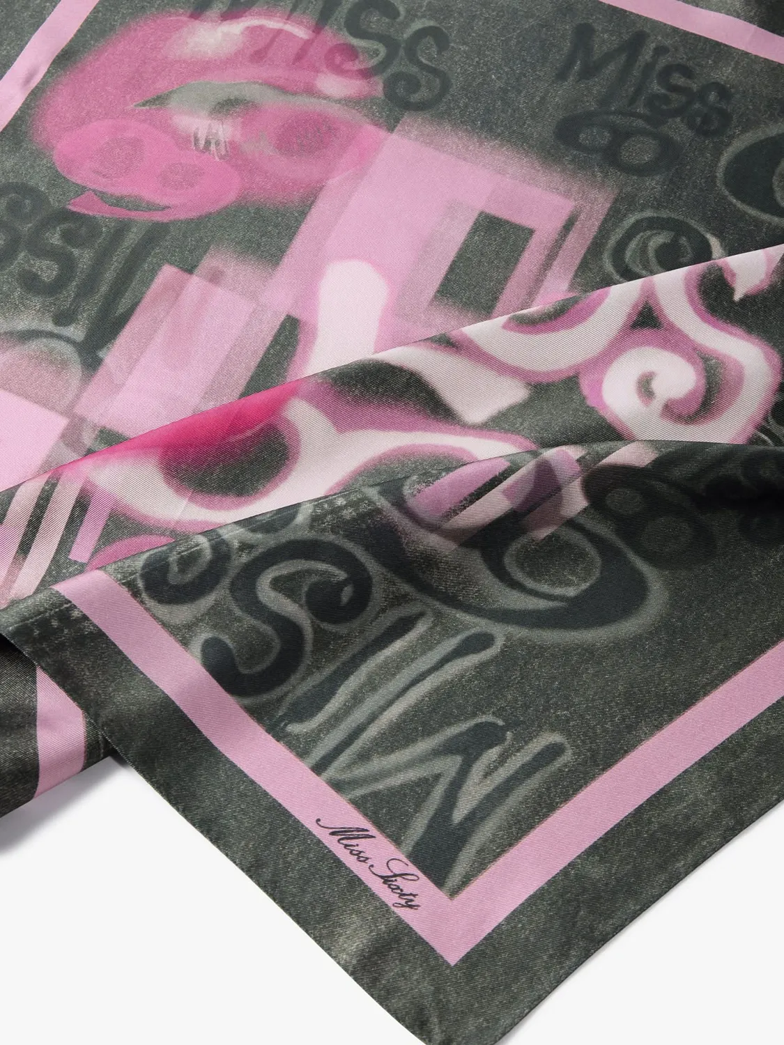 Miss Sixty silkeskæde tørklæde sort pink silke