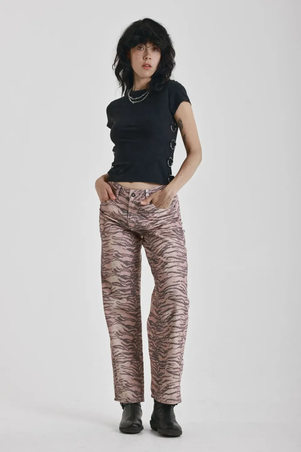 THE RAGGED PRIEST Tiger jeans tigerprint baggy