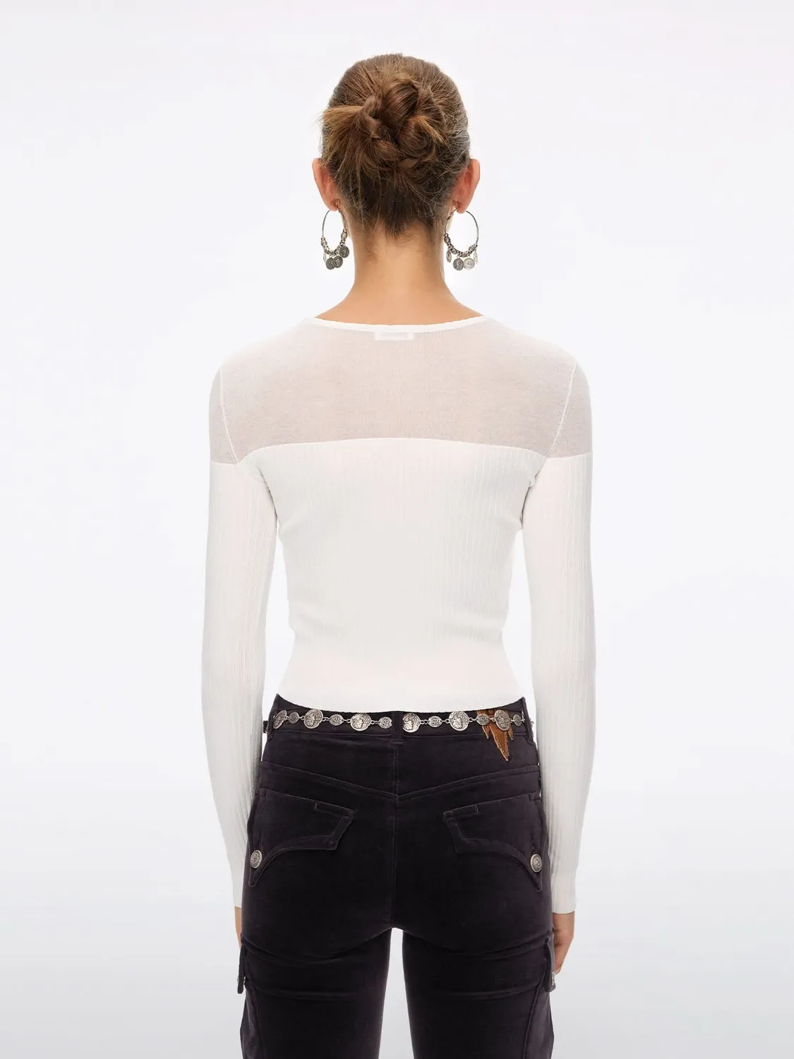 Miss Sixty strik top hvid ribbet slim-fit