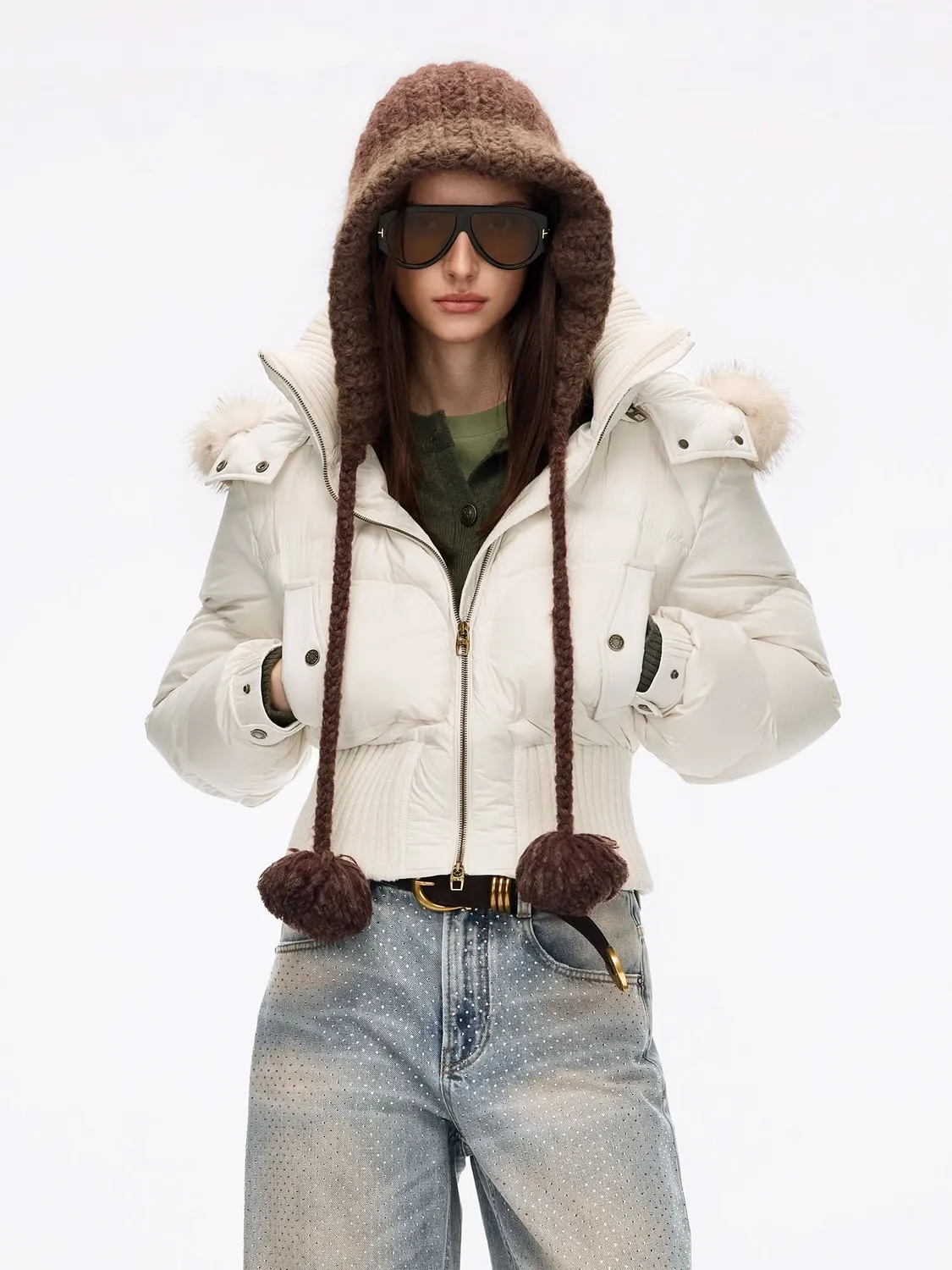 Miss Sixty Faux Fur Dunjakke mørkerød 90% dun