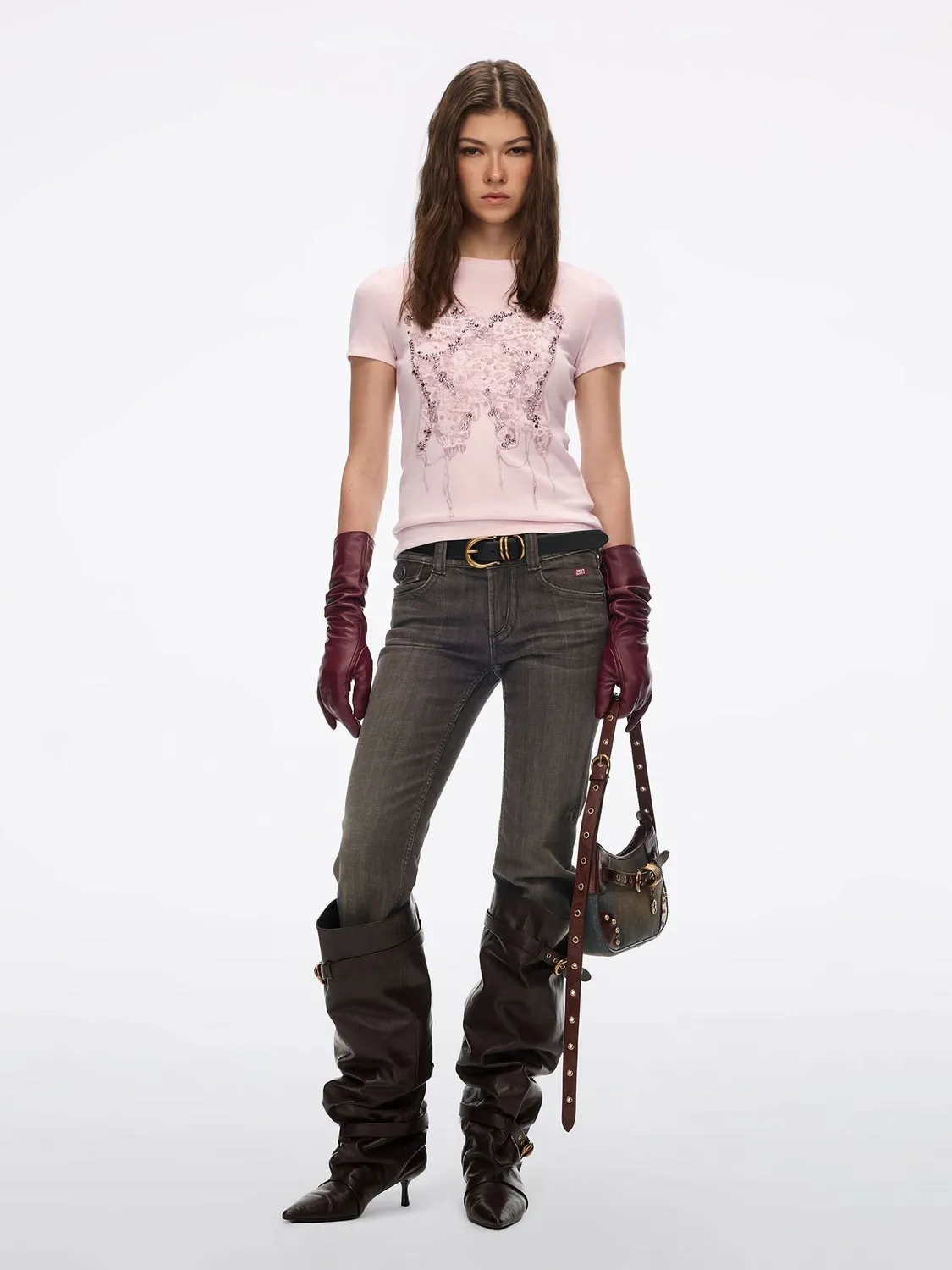 Miss Sixty Crystal-Embellished T-shirt baby pink uld