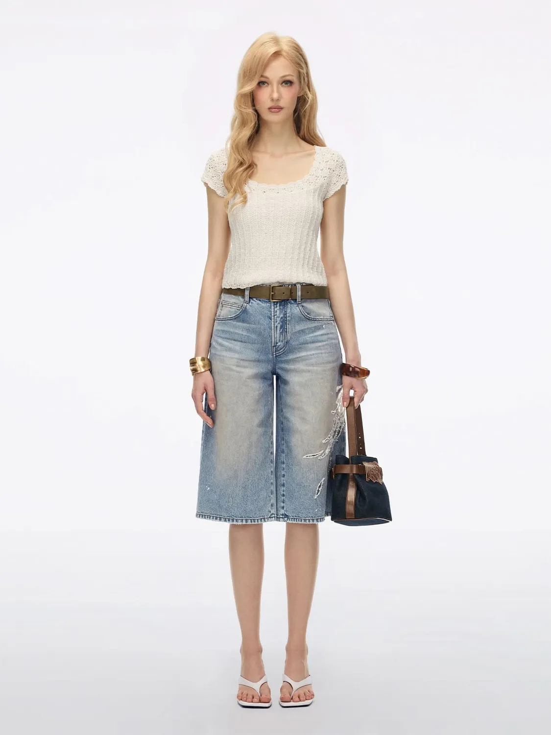 Miss Sixty denim shorts middle blue blonde