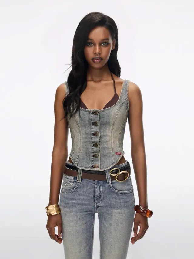 Miss Sixty denim vest sæt lyseblå 2-delt XS-L