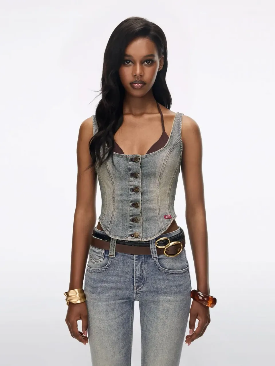 Miss Sixty denim vest sæt lyseblå 2-delt XS-L