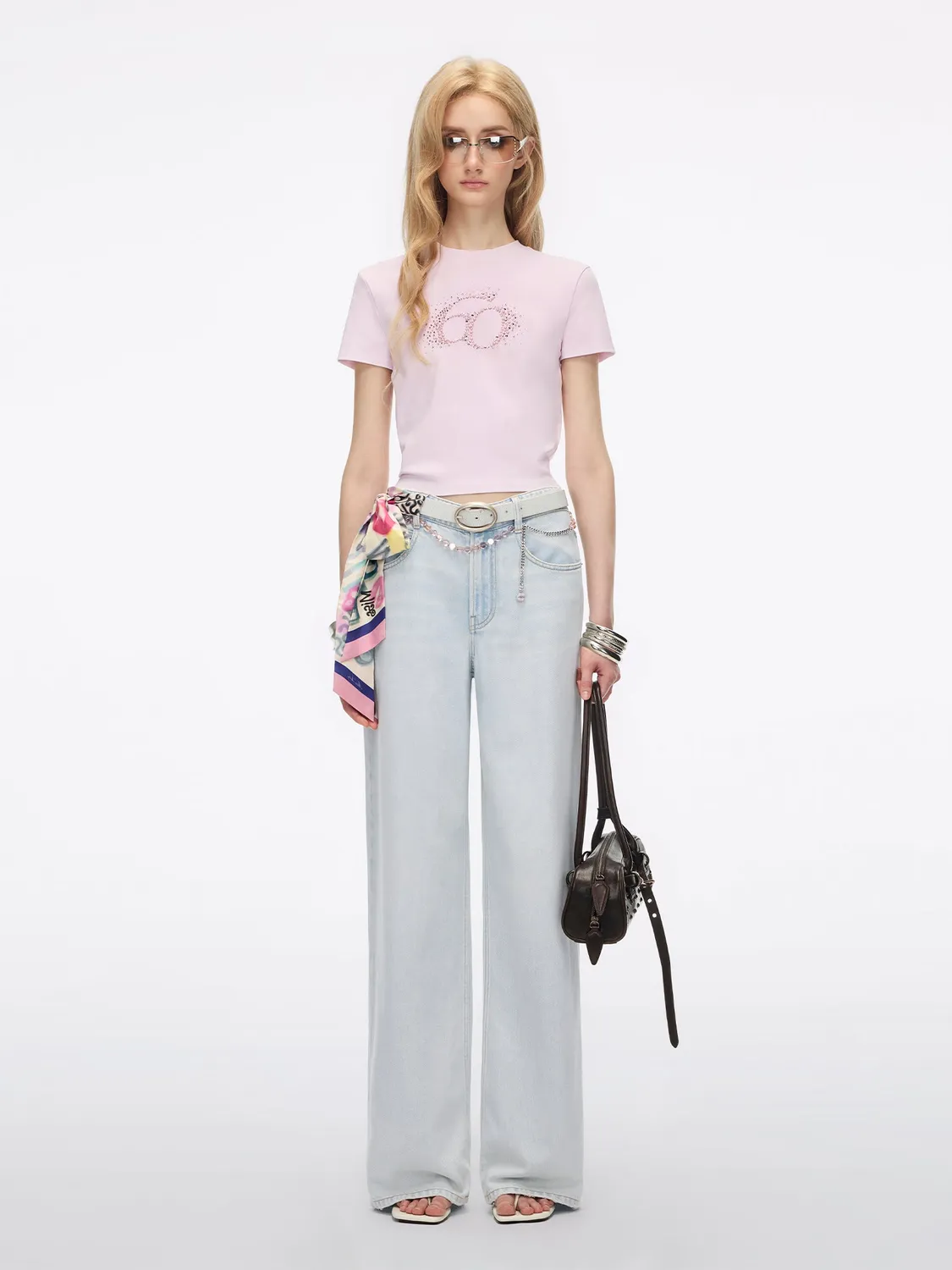 Miss Sixty straight jeans lyseblå med taljekæde stretch