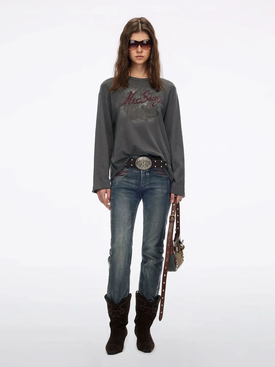 Miss Sixty langærmet t-shirt grå løs graphic bomuld