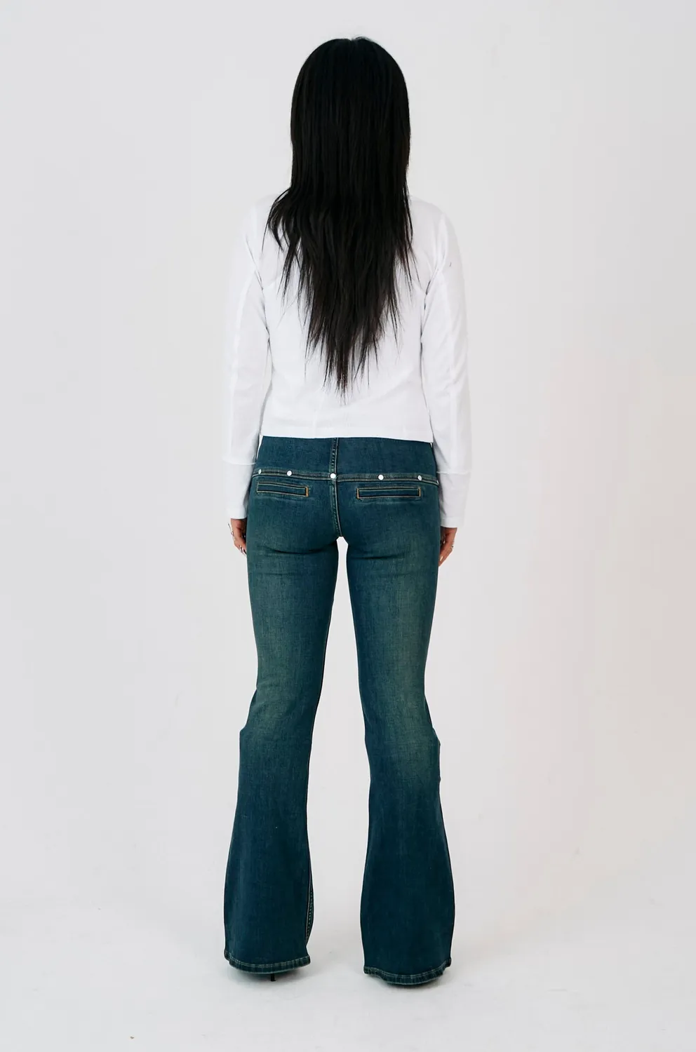 The Ragged Priest Charlotte Dirty Blue bootcut flare jeans low rise