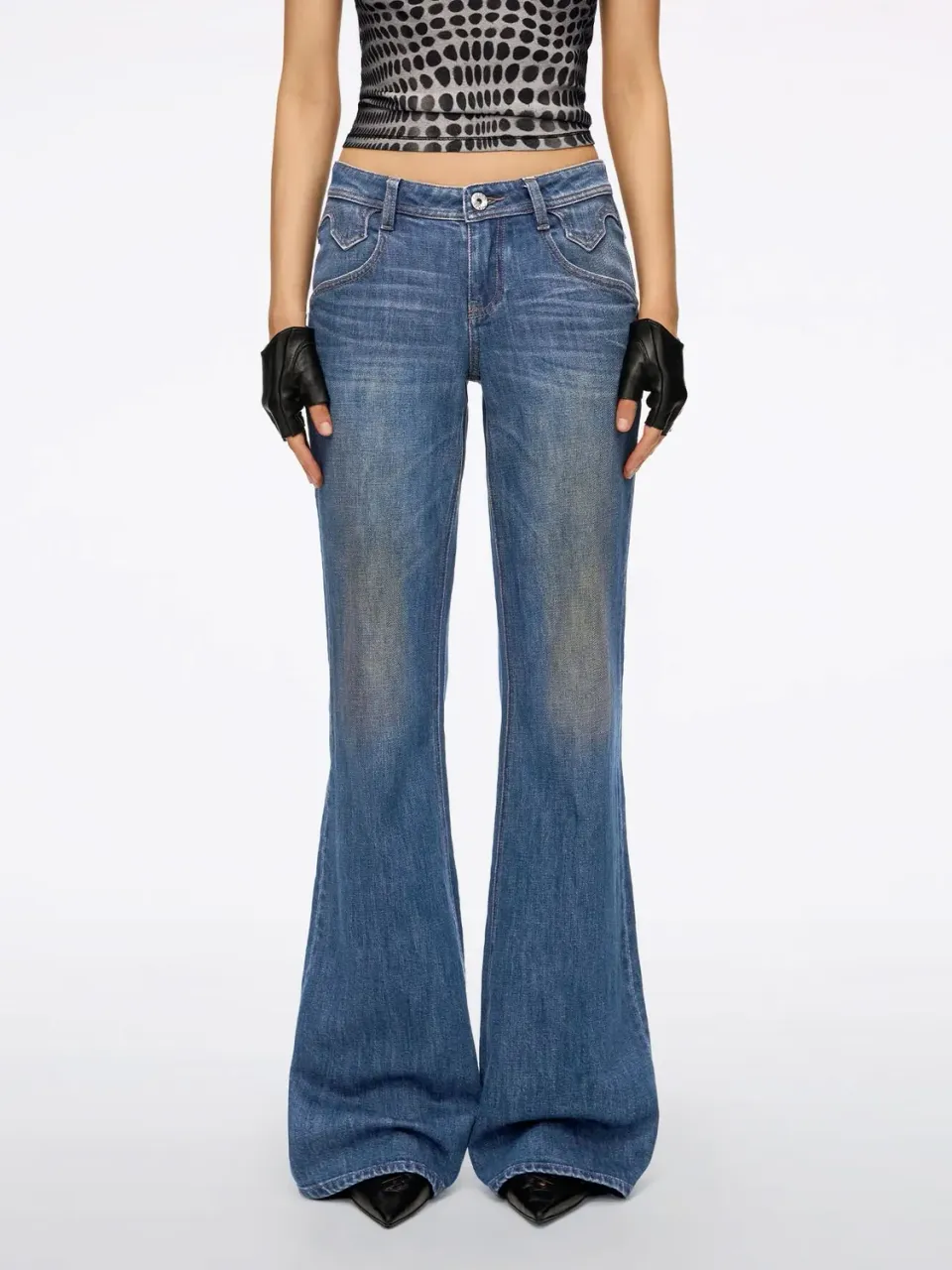 Miss Sixty Bella flare jeans mørkeblå slim-fit mellemtalje