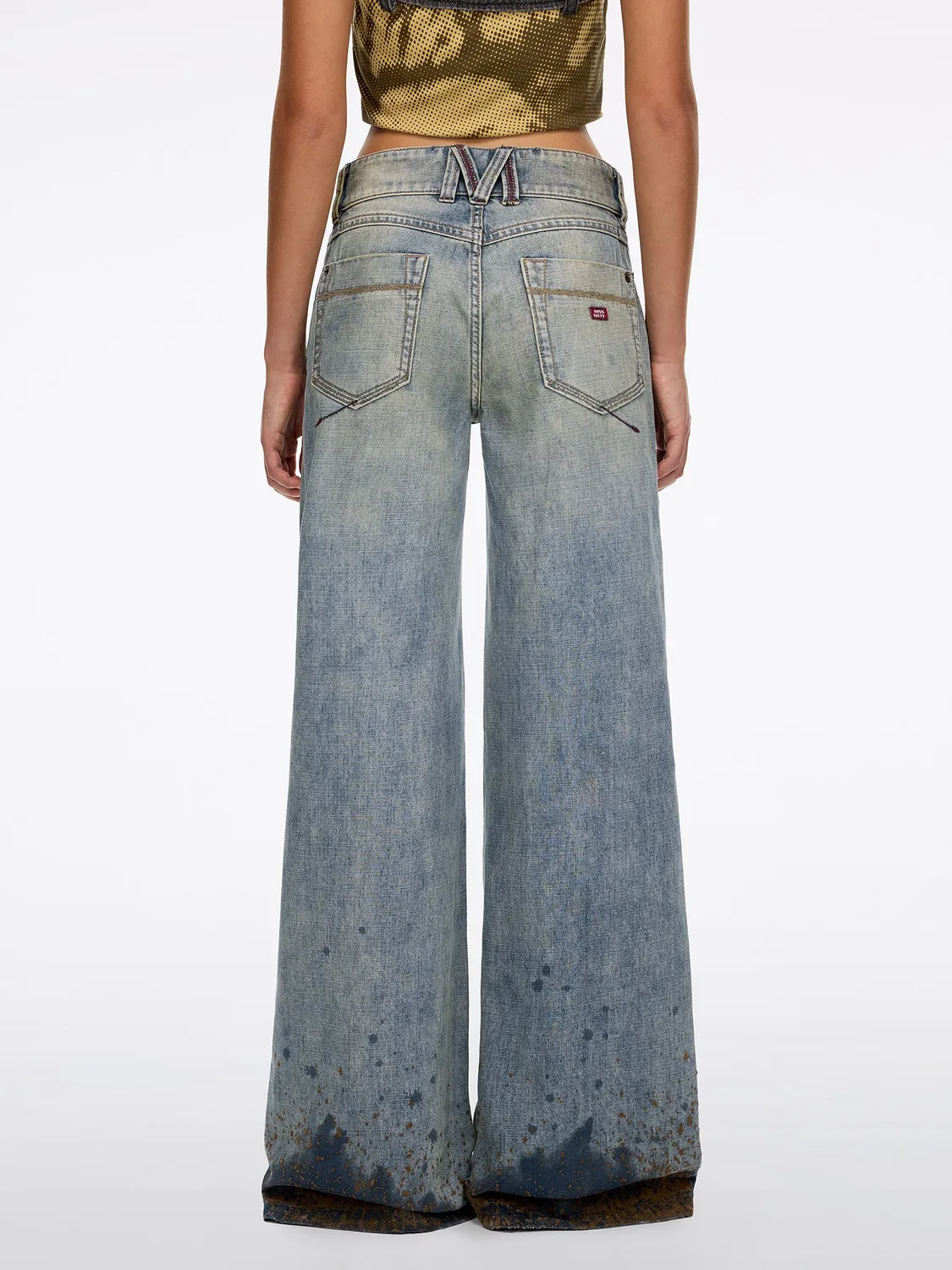 Miss Sixty Ripped Flare jeans blå slidte knæ