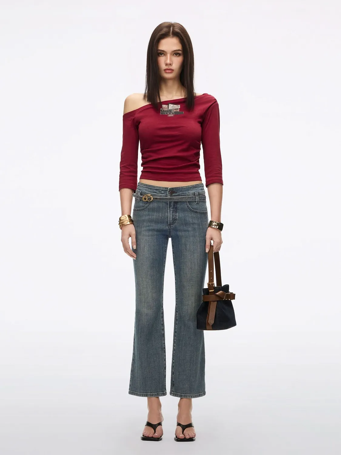 Miss Sixty asymmetrisk off-shoulder t-shirt bright red