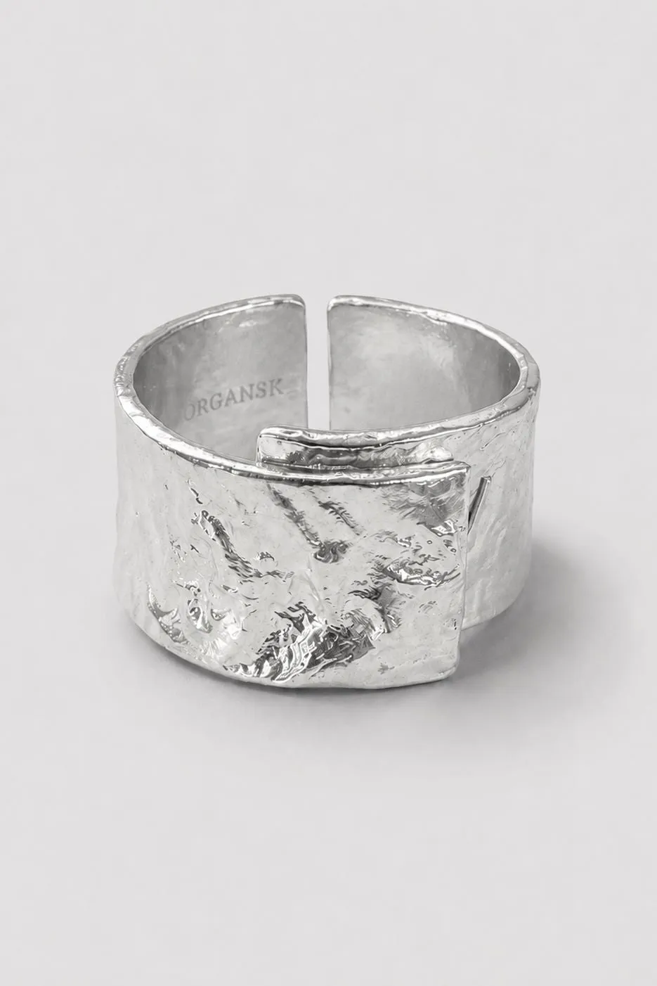 Organsk Hammered Ring hamret justerbar 1 cm guld sølv