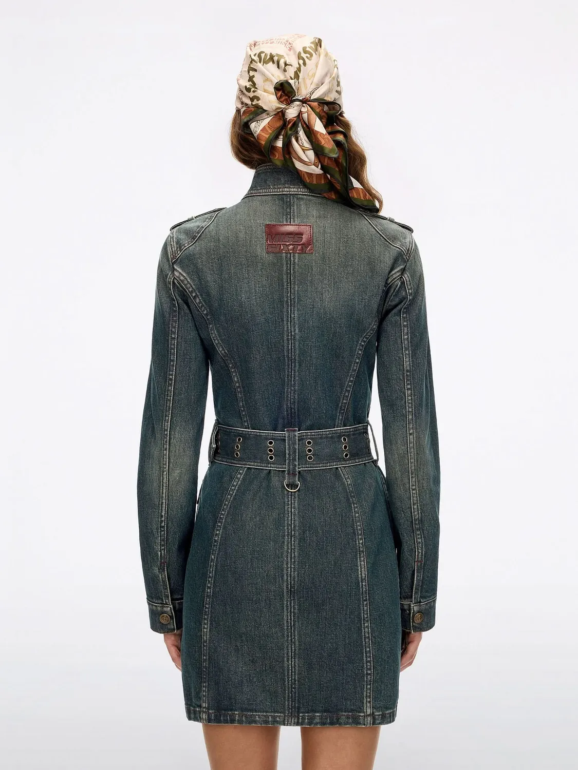 Miss Sixty denimkjole denimblå bælte stretch slank