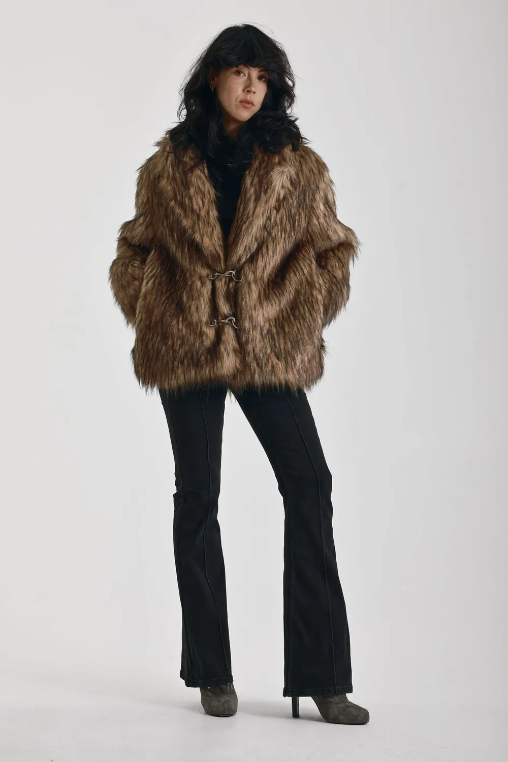 The Ragged Priest Ritual faux fur frakke S brun oversized