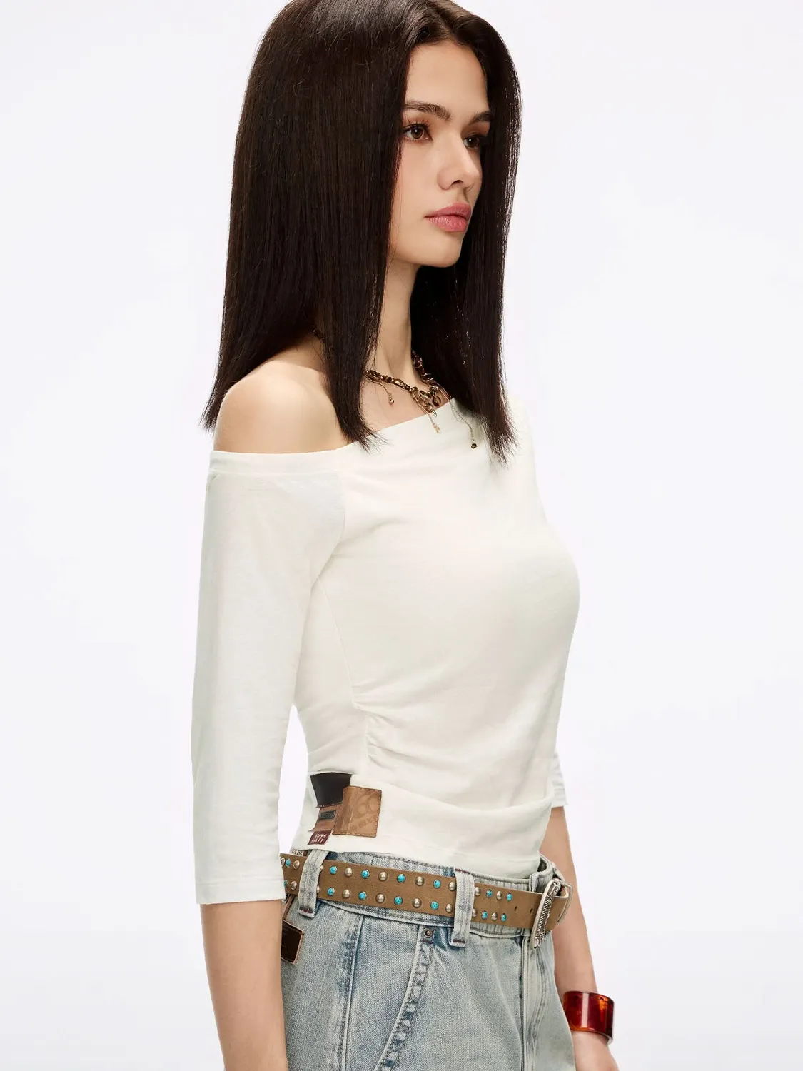 Miss Sixty Asymmetric Neck t-shirt offwhite slim