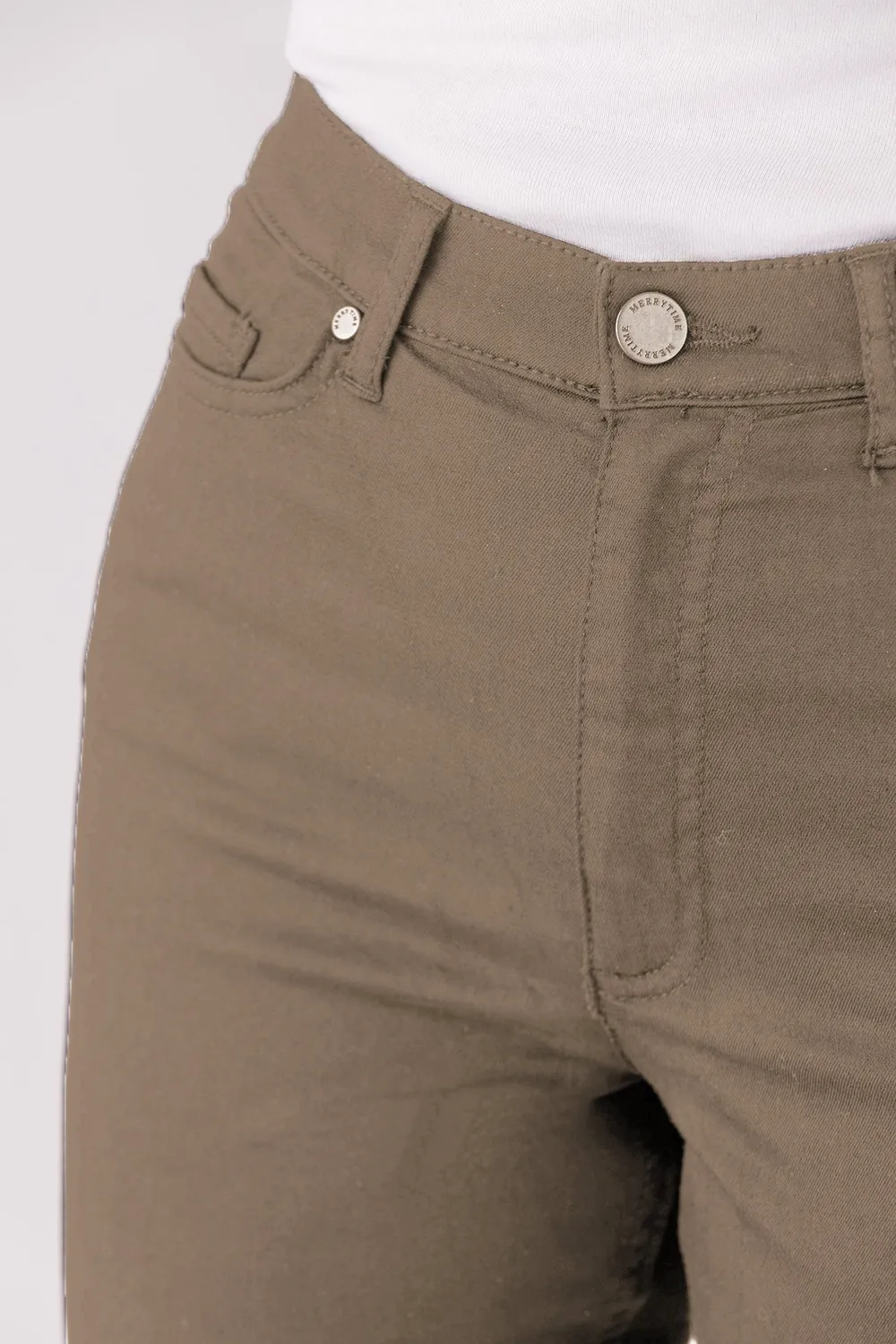 Merrytime Emma Super Slim jeans olive stræk