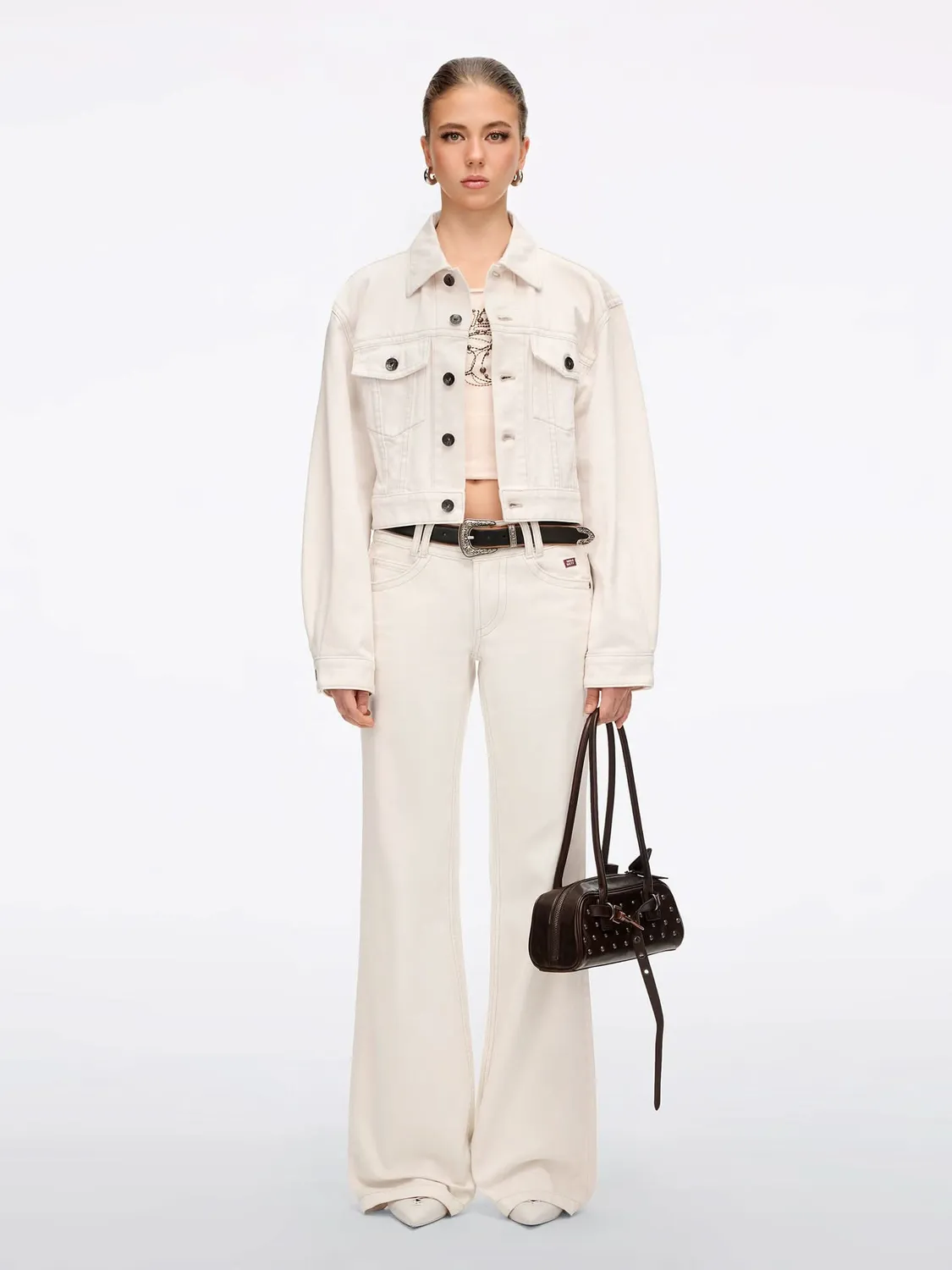 Miss Sixty cropped denimjakke hvid løs