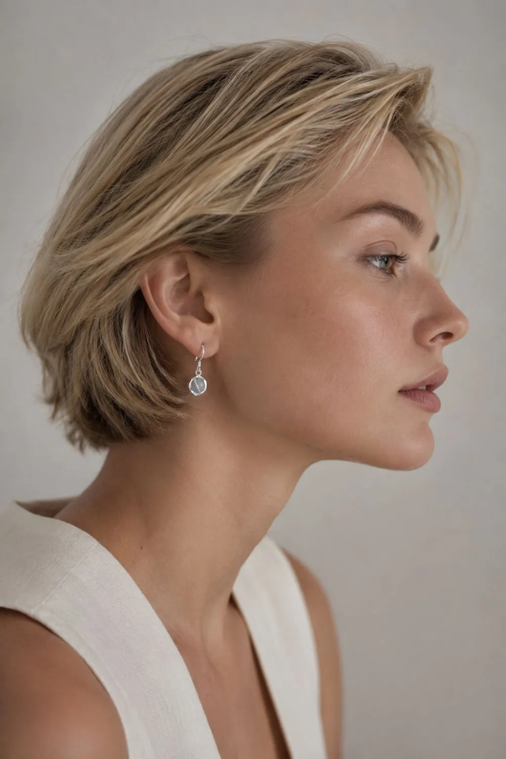 Organsk Moonstone Orb Drop øreringe sølv guld