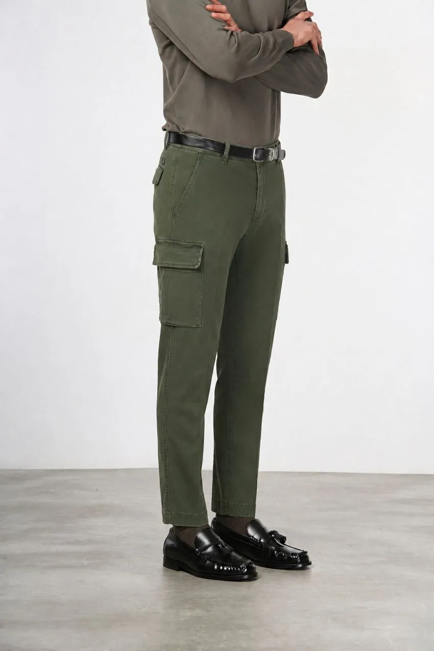 Mason's Chile Extra Slim cargobukser skovgrøn stretch