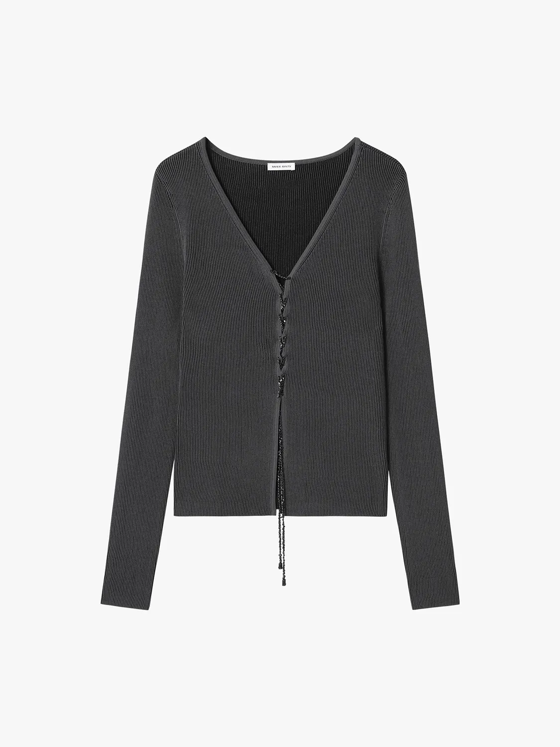 Miss Sixty bindebluse strik mørkegrå V-hals