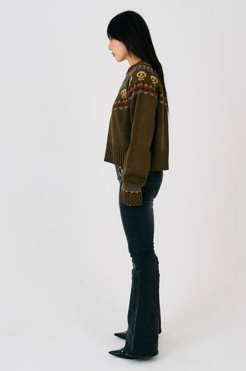 The Ragged Priest Hamlet Grunge Fair Isle strik M khaki