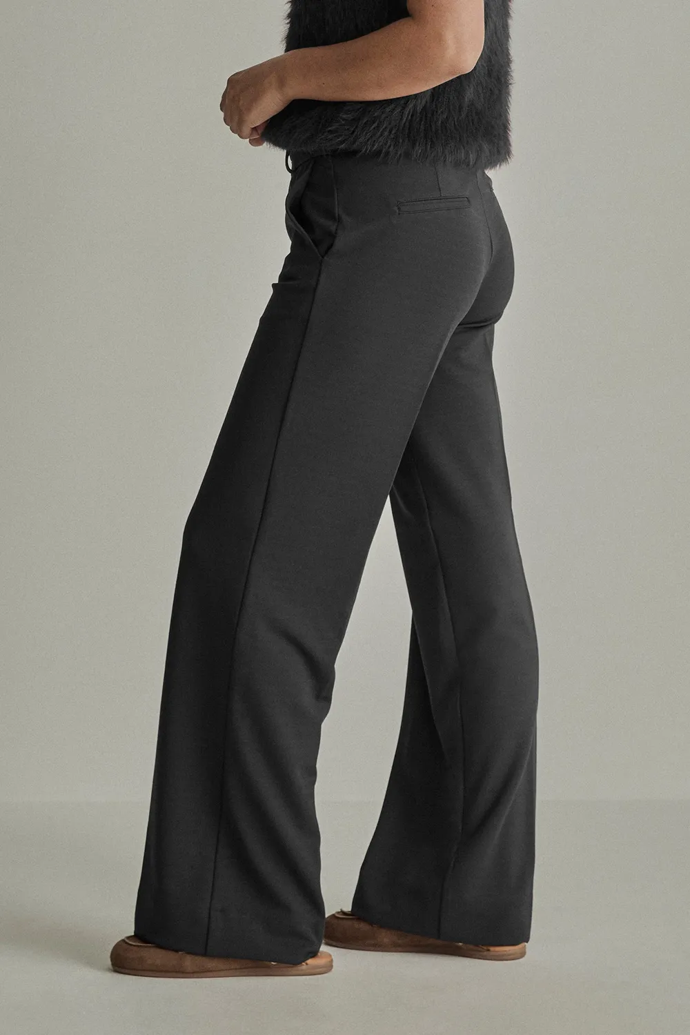 Para Mi Mira Elastic wide bukser sort crepe høj talje