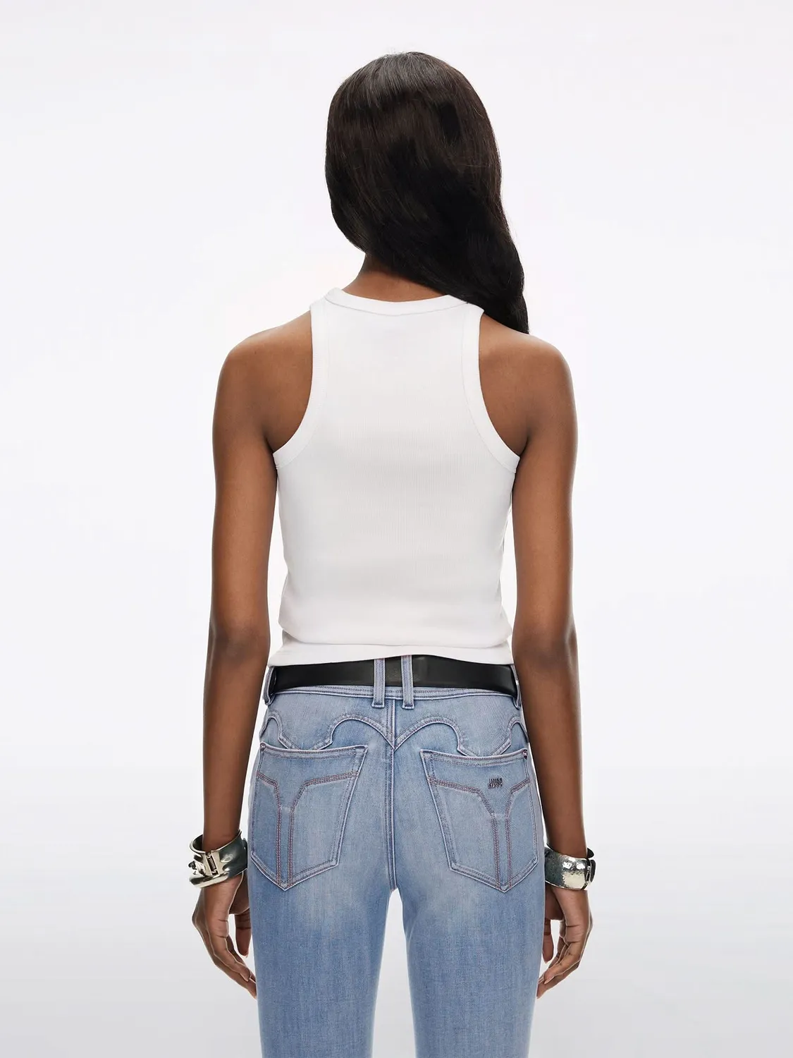 Miss Sixty Kiss Me tank top hvid cropped rib