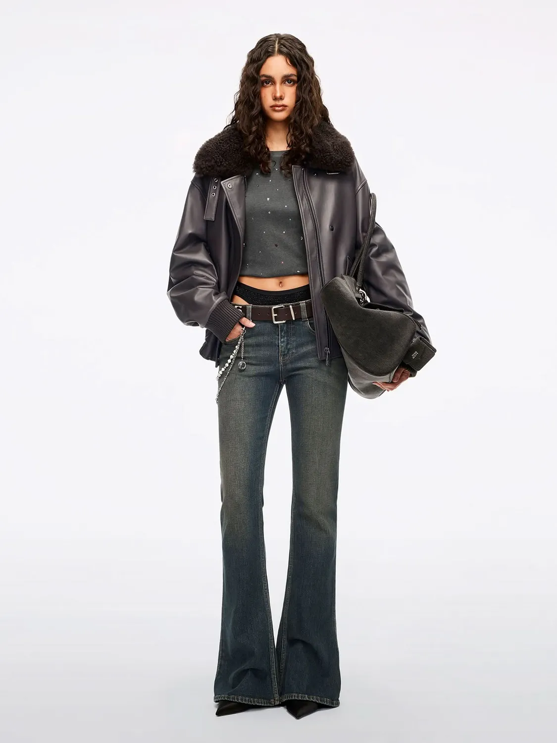 Miss Sixty Patchwork Flare Jeans mørkeblå stretch