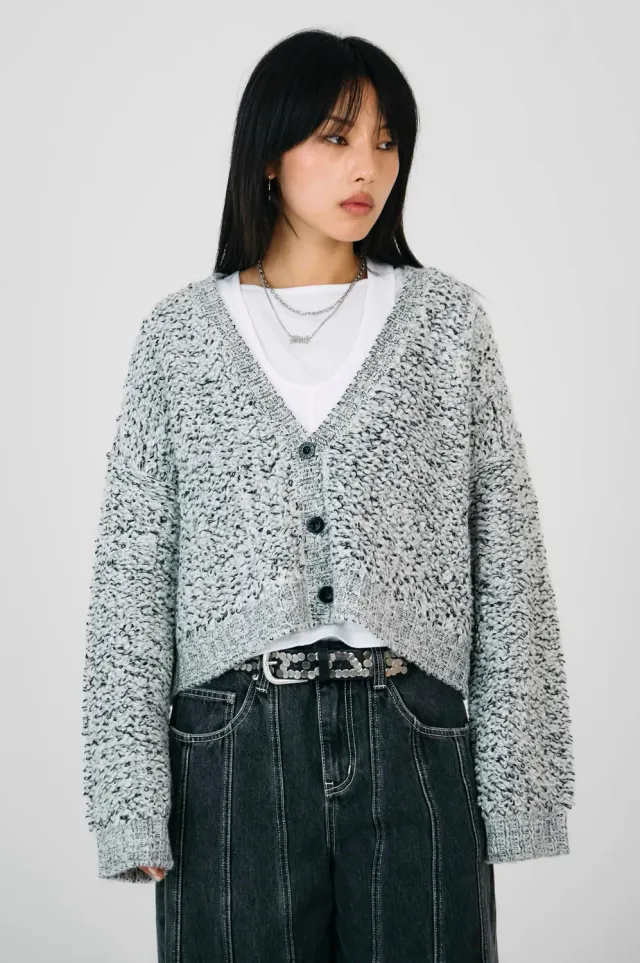 The Ragged Priest Rodeo boucle cardigan grå sort