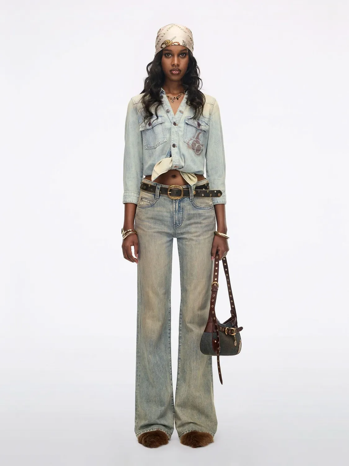 Miss Sixty Printed Denim skjorte blå vintage print