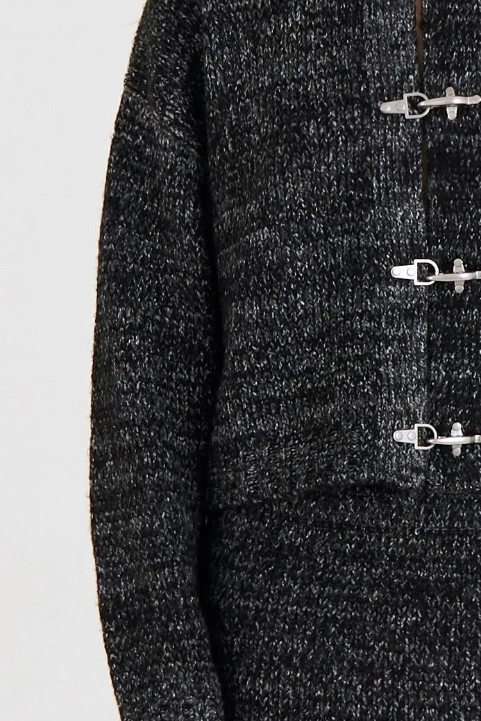 THE RAGGED PRIEST Granite Spacedye Buckle cardigan grå