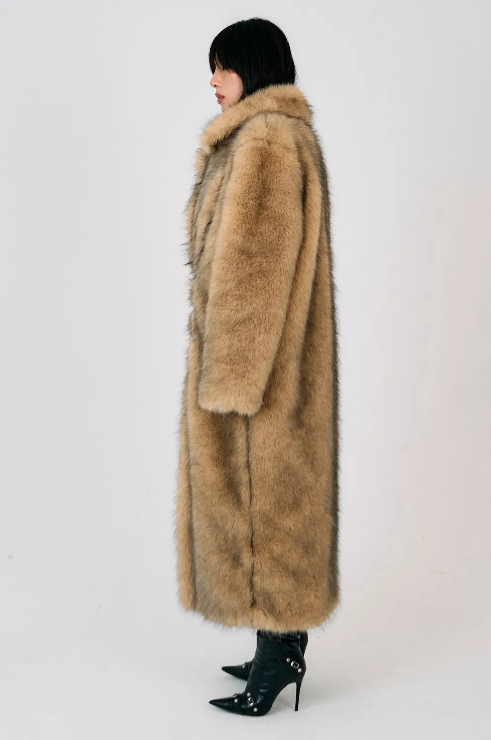 The Ragged Priest Tara Faux Fur frakke maxi sort stor