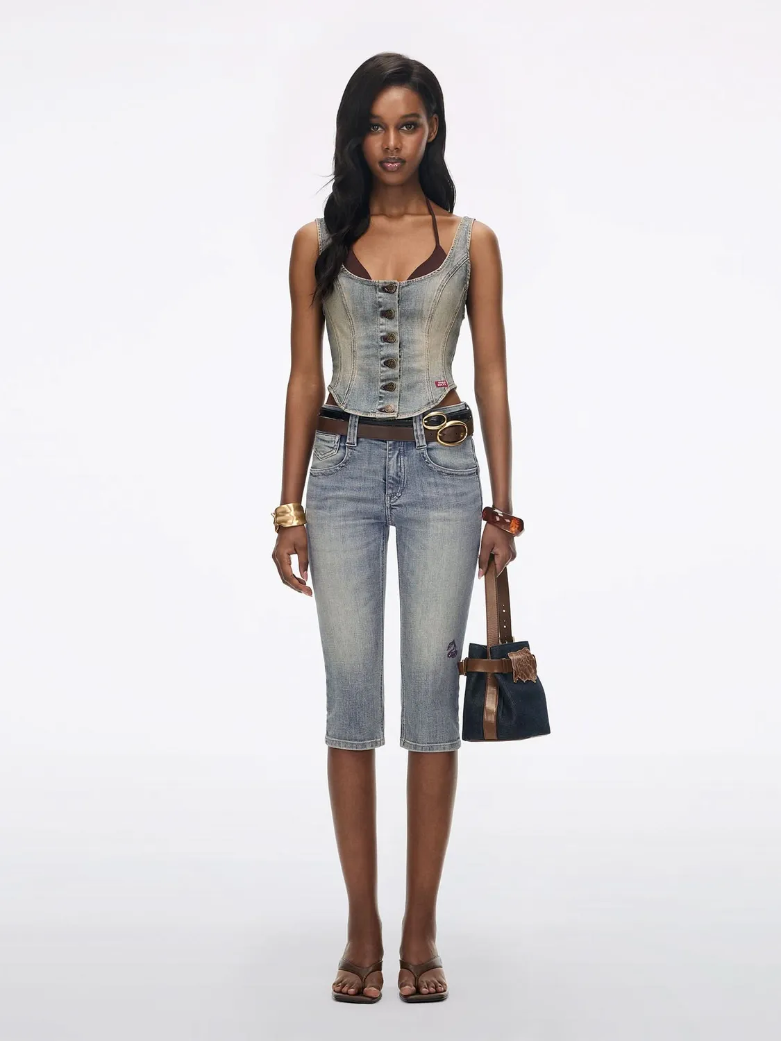Miss Sixty denim vest sæt lyseblå 2-delt XS-L
