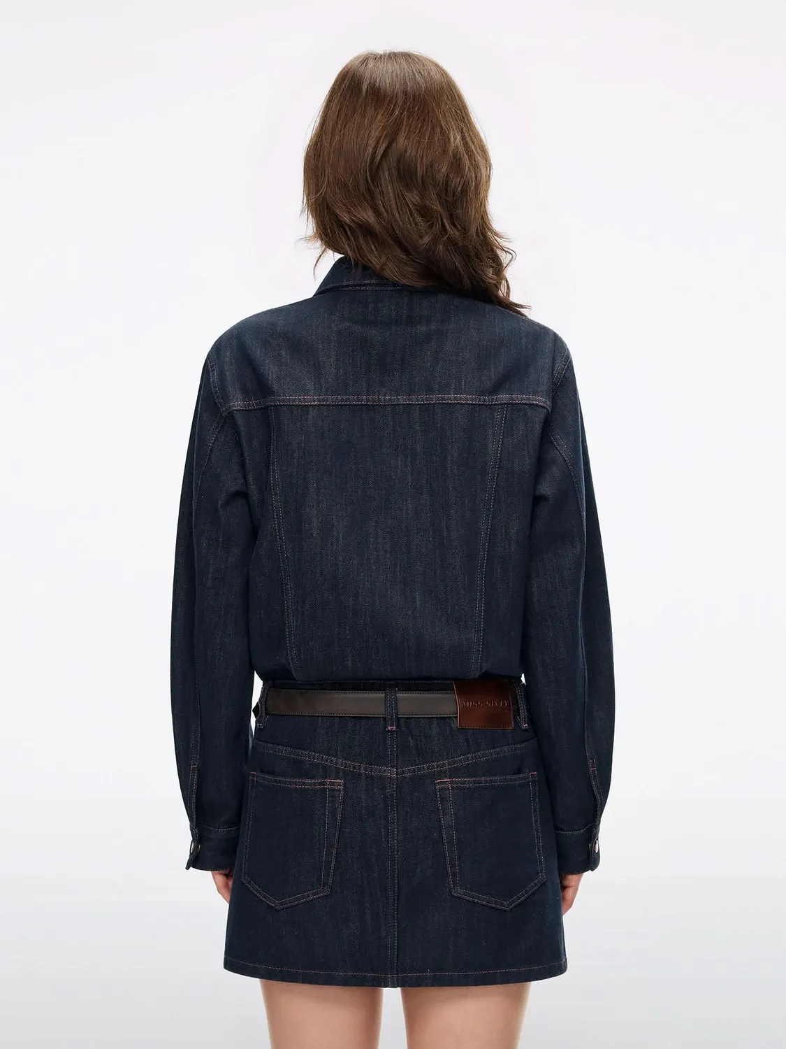 Miss Sixty Belted denimkjole mørkeblå bomuld