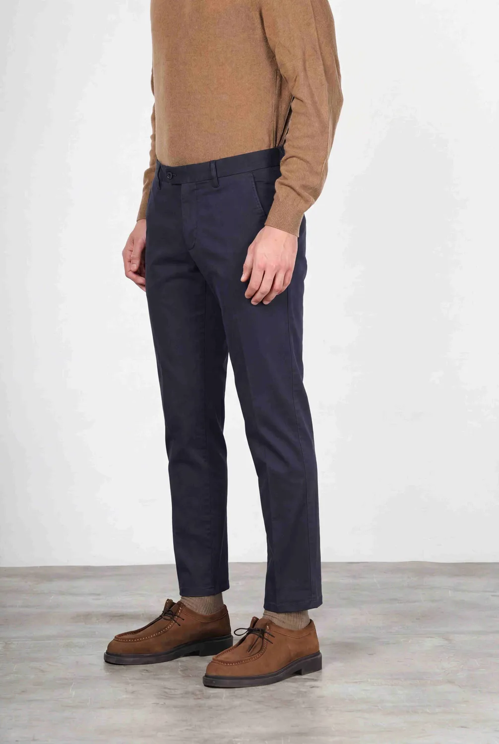 Mason's Torino Flex chinobukser natblå slim fit satin